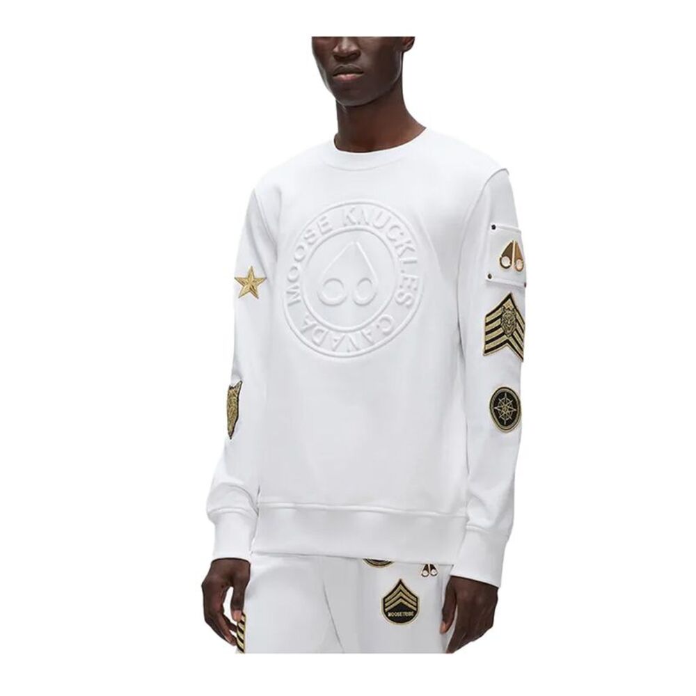 Moose Knuckles Sweatshirt Montrose Men White M32MS675G Pullover Long Sleeve